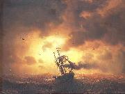 marcus larson Stemship in Sunset oil painting